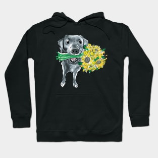 Black labrador with flowers Hoodie